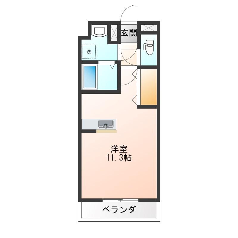 ルーナシティ(ワンルーム/1階)の間取り写真