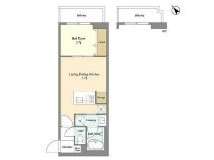 オープンブルーム和光(1LDK/2階)の間取り写真