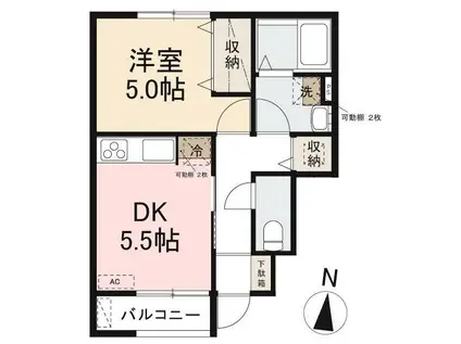 シンワホームズ春日町(1DK/1階)の間取り写真
