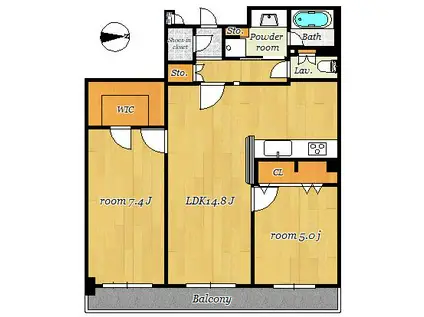 コアマンション辛島公園ゼクシス(2LDK/2階)の間取り写真