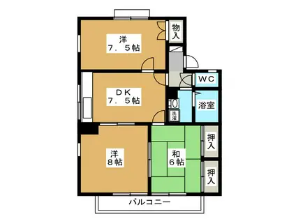 メゾン里島(3DK/1階)の間取り写真