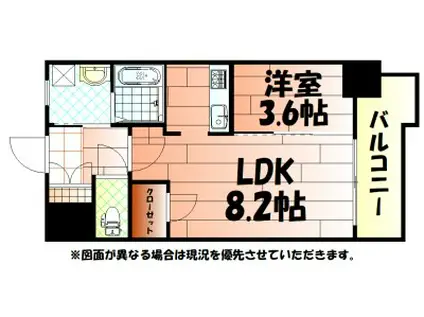 PLACE COURT(1LDK/9階)の間取り写真