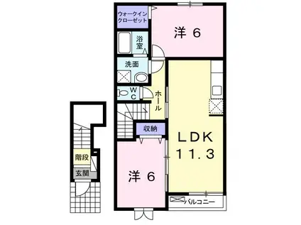 ヴィラ サンライズ ドリームIII(2LDK/2階)の間取り写真