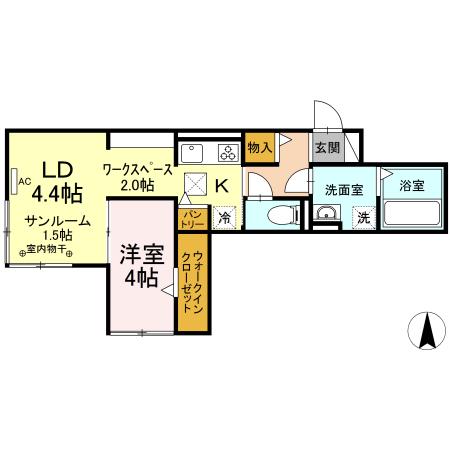 グランヴィア金町(1LDK/1階)の間取り写真