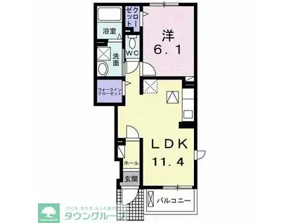 エスペランサ・II(1LDK/1階)の間取り写真
