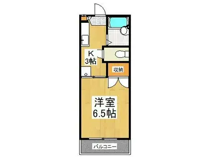 クレッセント(1K/2階)の間取り写真