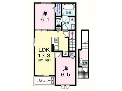 エール ドゥ(2LDK/2階)の間取り写真