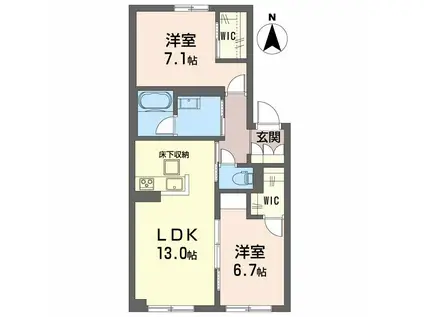 サンディア(2LDK/1階)の間取り写真