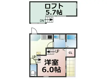 ハーモニーテラス巽北III(1K/1階)の間取り写真