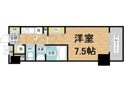 エスリード大手前(1K/7階)の間取り写真