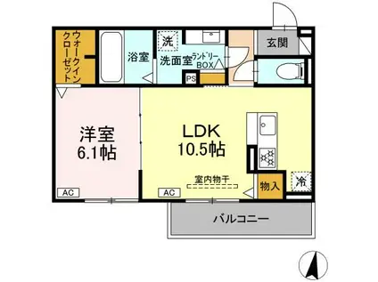 Uリッチトリシア(1LDK/1階)の間取り写真