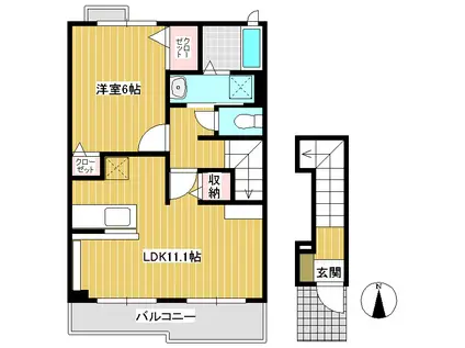 シャン・ド・フィオーレ(1LDK/2階)の間取り写真