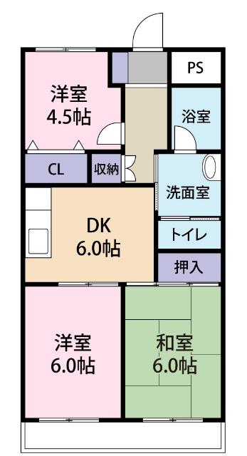 ベルロード23(3DK/2階)の間取り写真