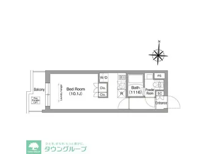 コンフォリア・リヴ南品川(ワンルーム/1階)の間取り写真