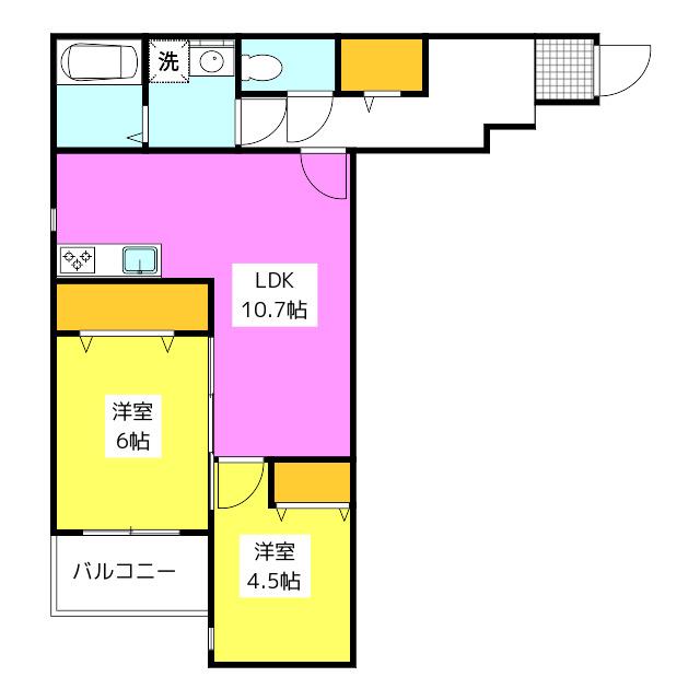 プレステージ長住(2LDK/1階)の間取り写真