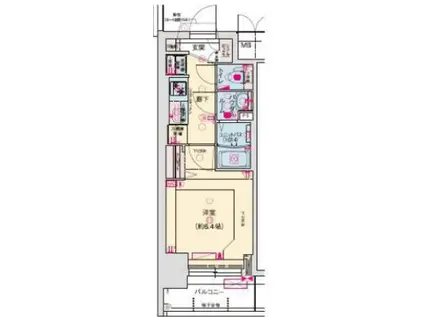 プレサンス南堀江スタイルズ(1K/4階)の間取り写真