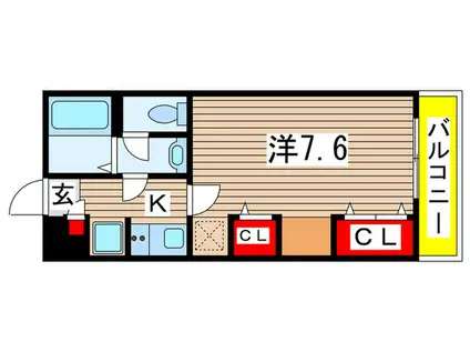 リブリ・ルームス弁天3-IV(1K/2階)の間取り写真