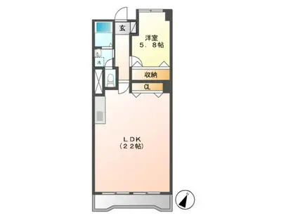 プラザ・フェニックス村松苑(1LDK/11階)の間取り写真
