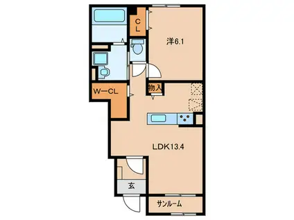 グランメゾン ネスト88(1LDK/1階)の間取り写真