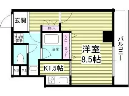 ライツェント石島(1K/4階)の間取り写真