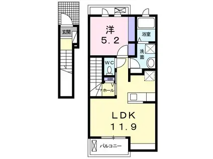 ヴァンクール(1LDK/2階)の間取り写真
