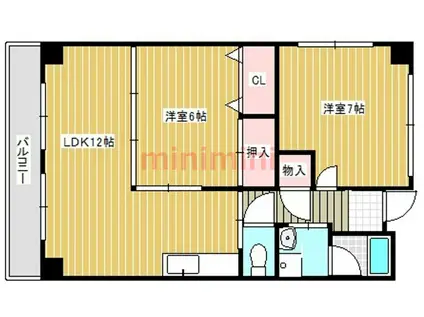 サンハイム玉櫛(2LDK/3階)の間取り写真