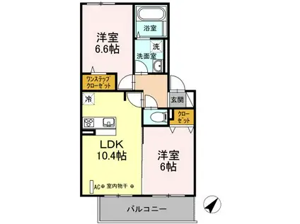 ヴェルトリー四つ葉(2LDK/2階)の間取り写真
