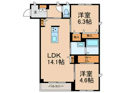 メルヴィーユ(2LDK/2階)の間取り写真