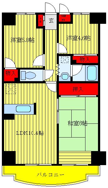 ルミエール3番館(3LDK/3階)の間取り写真