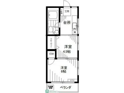 コーポたけうち(2DK/2階)の間取り写真