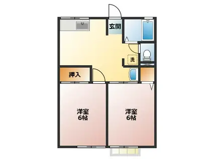 シティハイム ブラドリー2(2DK/1階)の間取り写真