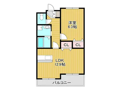 ジャミロ小倉(1LDK/9階)の間取り写真