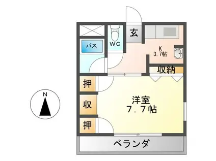塩崎第一ビル(1K/2階)の間取り写真