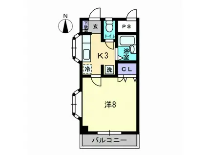 モーメントエリ(1K/3階)の間取り写真