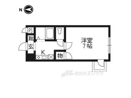 グランタック河原町五条(1K/4階)の間取り写真