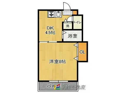 冨士コーポラスII(1DK/4階)の間取り写真