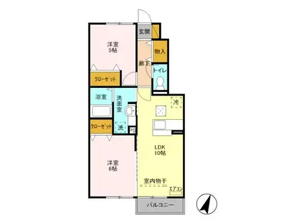 サンボナール(2LDK/1階)の間取り写真