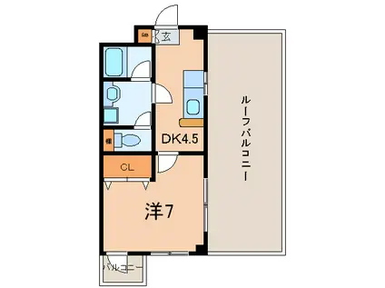 エトワール(1DK/4階)の間取り写真