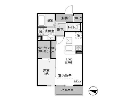フラールドゥ(1LDK/1階)の間取り写真