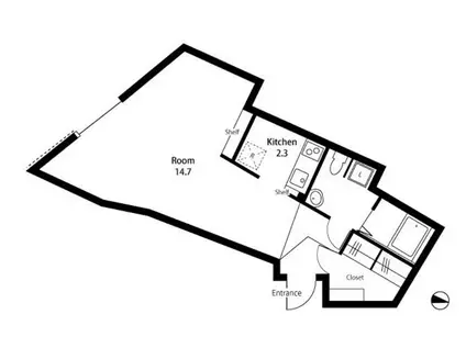 T FLAT2(1K/1階)の間取り写真