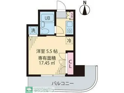 ベイステート安間(1K/6階)の間取り写真