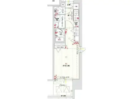 パルティール植田(1K/4階)の間取り写真