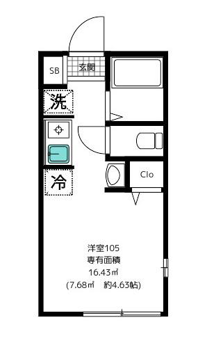 LAVIDABELLA横浜白楽(ワンルーム/1階)の間取り写真