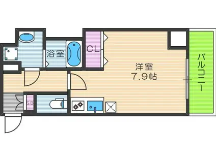 エグゼ天王寺Ⅱ(ワンルーム/8階)の間取り写真