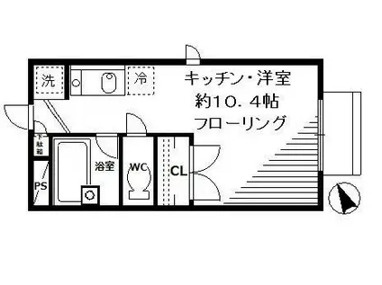 シャルムトキタ(ワンルーム/1階)の間取り写真