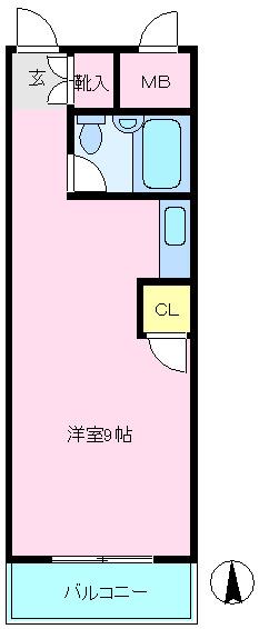 JGS緑丘マンション(ワンルーム/3階)の間取り写真
