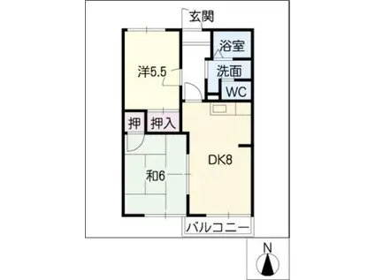 フィットネスヒルズE(2DK/1階)の間取り写真