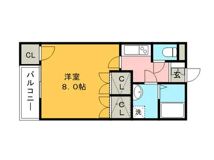 ブリランテ金丸小路(1K/2階)の間取り写真