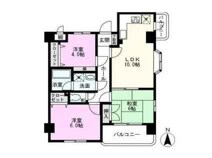 グレースパーク(3LDK/6階)の間取り写真