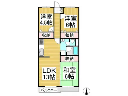 アパルトマン上松(3LDK/3階)の間取り写真